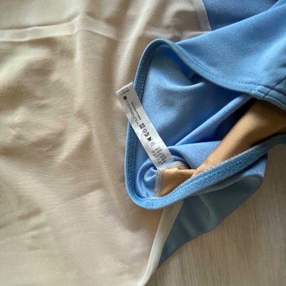 Yumiko Nina leotard blue mesh cap sleeves small - Picture 2 of 6